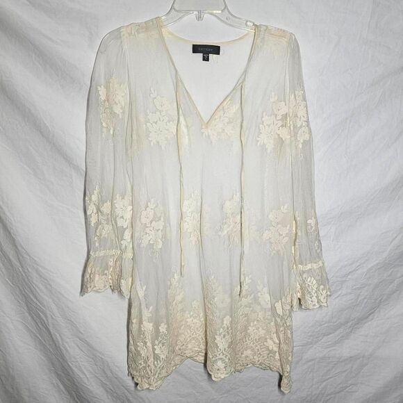 Vintage y2k boho coquette cream lace blouse - Picture 1 of 3